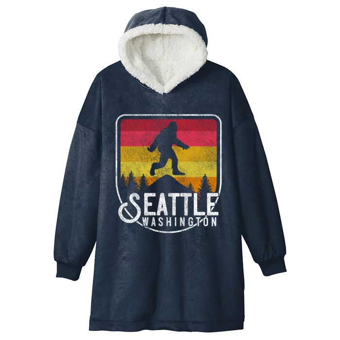 Bigfoot Sasquatch Seattle Washington Retro Hiking Outdoors Funny Gift Hooded Wearable Blanket