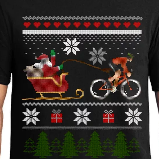 Bike Sledding Santa Sleigh Christmas Cycling Gift Pajama Set