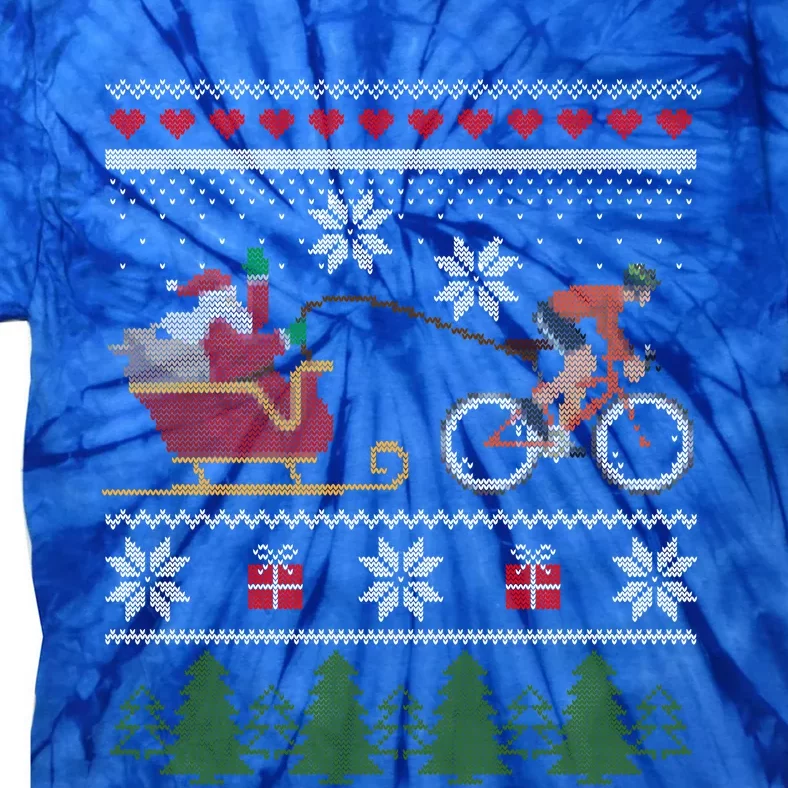 Bike Sledding Santa Sleigh Christmas Cycling Gift Tie-Dye T-Shirt