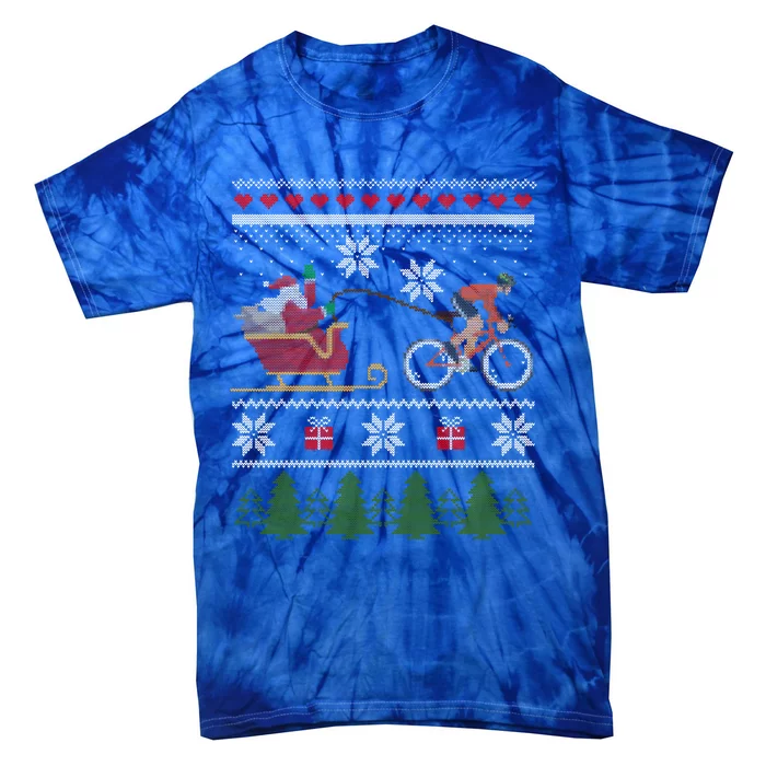 Bike Sledding Santa Sleigh Christmas Cycling Gift Tie-Dye T-Shirt