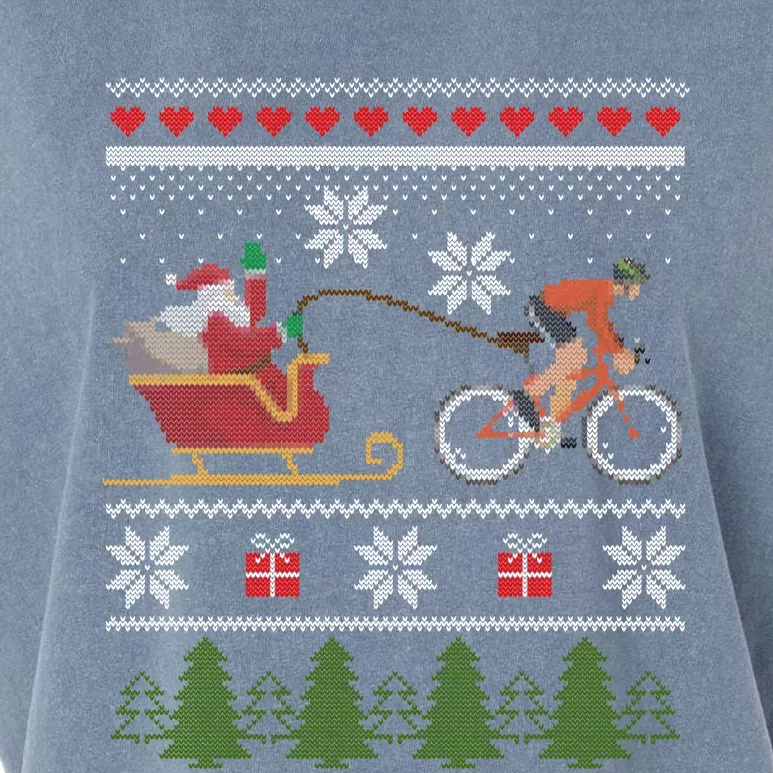 Bike Sledding Santa Sleigh Christmas Cycling Gift Garment-Dyed Women's Muscle Tee