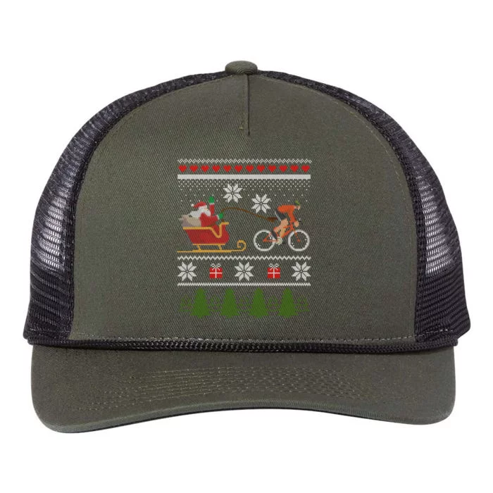 Bike Sledding Santa Sleigh Christmas Cycling Gift Retro Rope Trucker Hat Cap