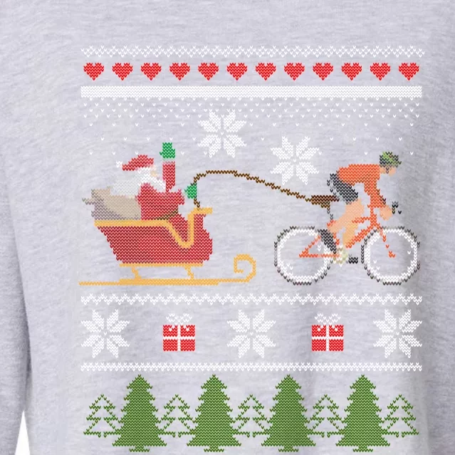 Bike Sledding Santa Sleigh Christmas Cycling Gift Cropped Pullover Crew