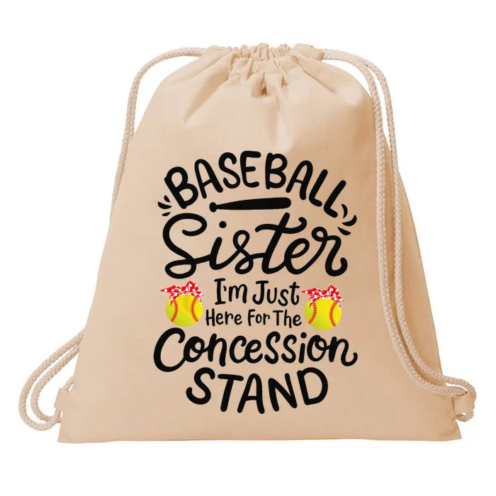 Baseball Sister Softball Heart Sport Lover Funny Drawstring Bag