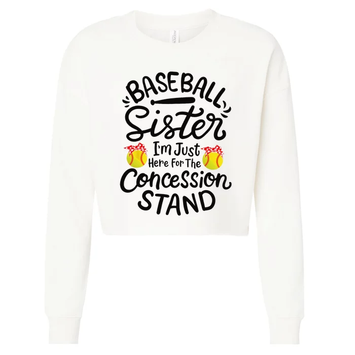 Baseball Sister Softball Heart Sport Lover Funny Cropped Pullover Crew