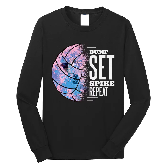 Bump Set Spike Repeat Volleyball Player Coach & Fan Long Sleeve Shirt