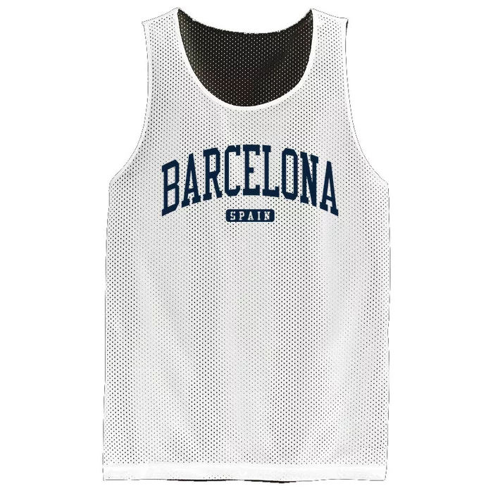 Barcelona Spain Spain College University Style Navy Mesh Reversible Basketball Jersey Tank