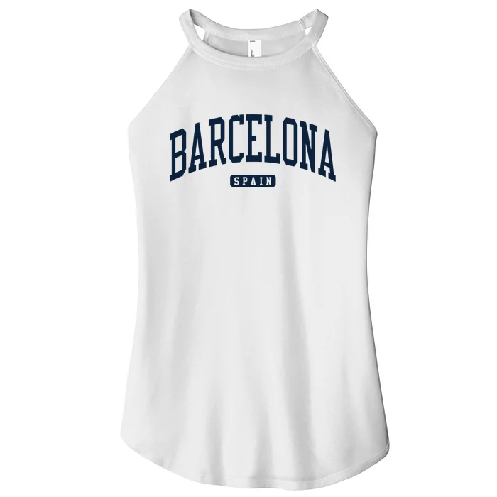 Barcelona Spain Spain College University Style Navy Women’s Perfect Tri Rocker Tank