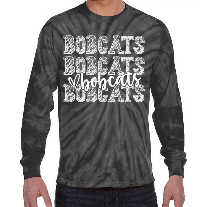 Bobcats School Spirit Wear Game Day Sport Fan Team Tie-Dye Long Sleeve Shirt