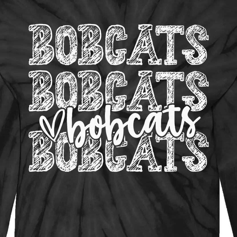 Bobcats School Spirit Wear Game Day Sport Fan Team Tie-Dye Long Sleeve Shirt