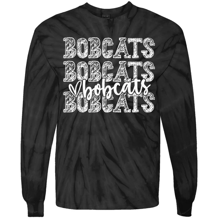 Bobcats School Spirit Wear Game Day Sport Fan Team Tie-Dye Long Sleeve Shirt