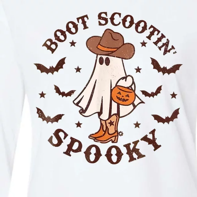 Boot Scootin Spooky Cowboy Ghost Western Halloween Cute Spooky Womens Cotton Relaxed Long Sleeve T-Shirt