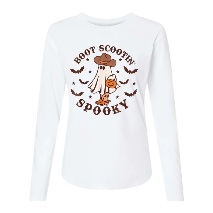 Boot Scootin Spooky Cowboy Ghost Western Halloween Cute Spooky Womens Cotton Relaxed Long Sleeve T-Shirt