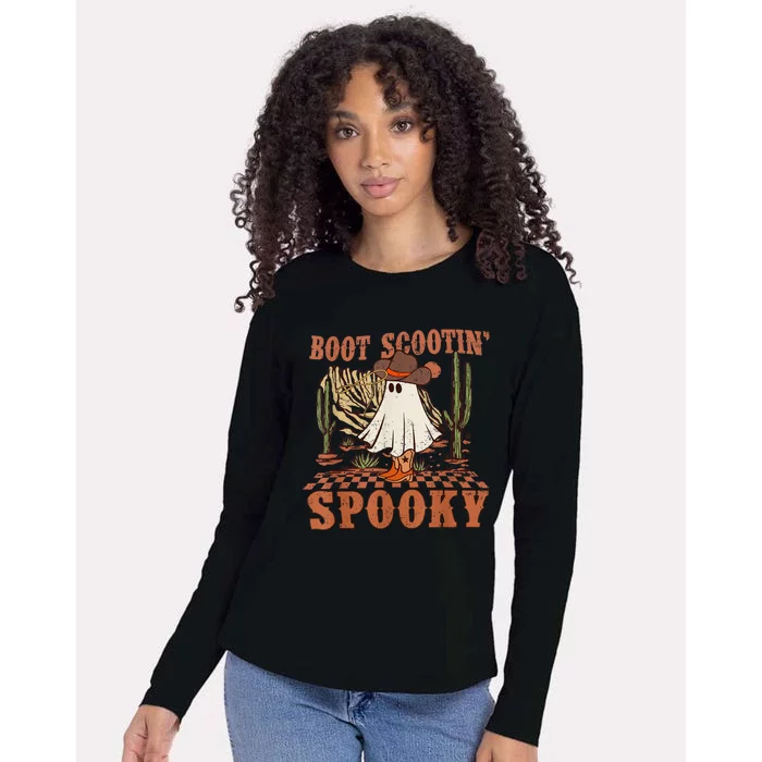 Boot Scootin Spooky Western Halloween Ghost Spooky Season Womens Cotton Relaxed Long Sleeve T-Shirt