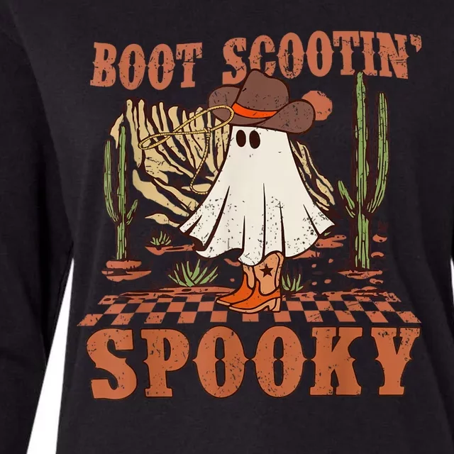 Boot Scootin Spooky Western Halloween Ghost Spooky Season Womens Cotton Relaxed Long Sleeve T-Shirt