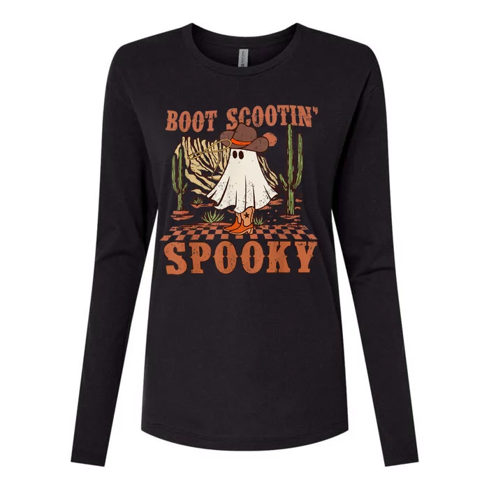 Boot Scootin Spooky Western Halloween Ghost Spooky Season Womens Cotton Relaxed Long Sleeve T-Shirt