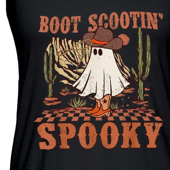 Boot Scootin Spooky Western Halloween Ghost Spooky Season Ladies Essential Flowy Tank