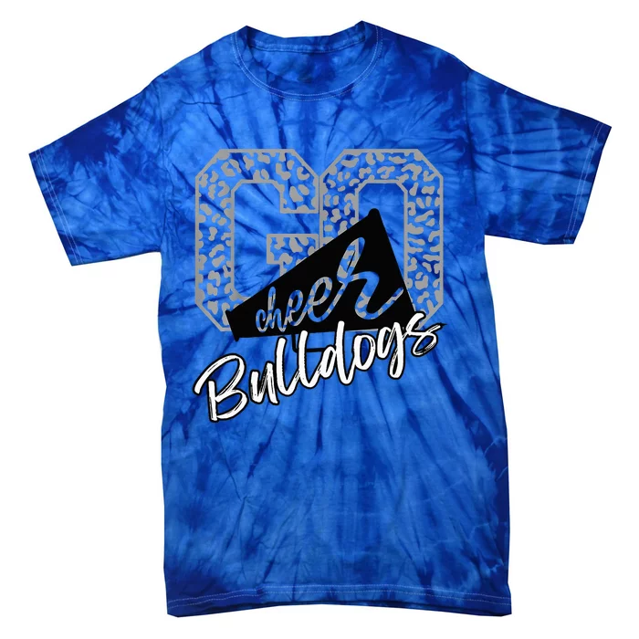 Bulldogs School Spirit Mascot Leopard Cheer Fan Game Day Tie-Dye T-Shirt