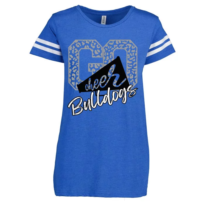 Bulldogs School Spirit Mascot Leopard Cheer Fan Game Day Enza Ladies Jersey Football T-Shirt