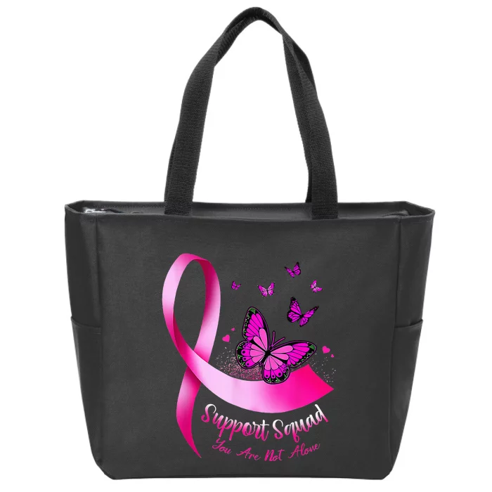 Butterfly Support Squad Breast Cancer Warrior Zip Tote Bag