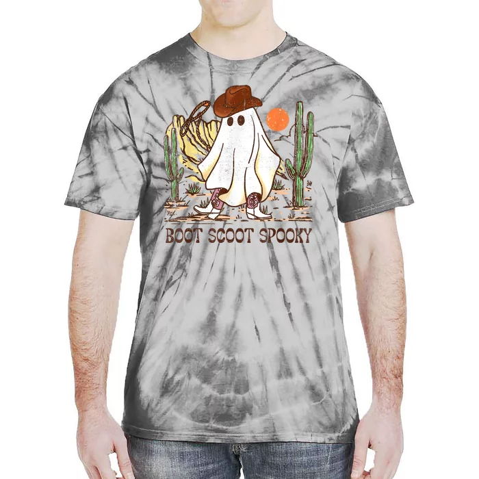 Boot Scootin’ Spooky Western Halloween Western Ghost Tie-Dye T-Shirt