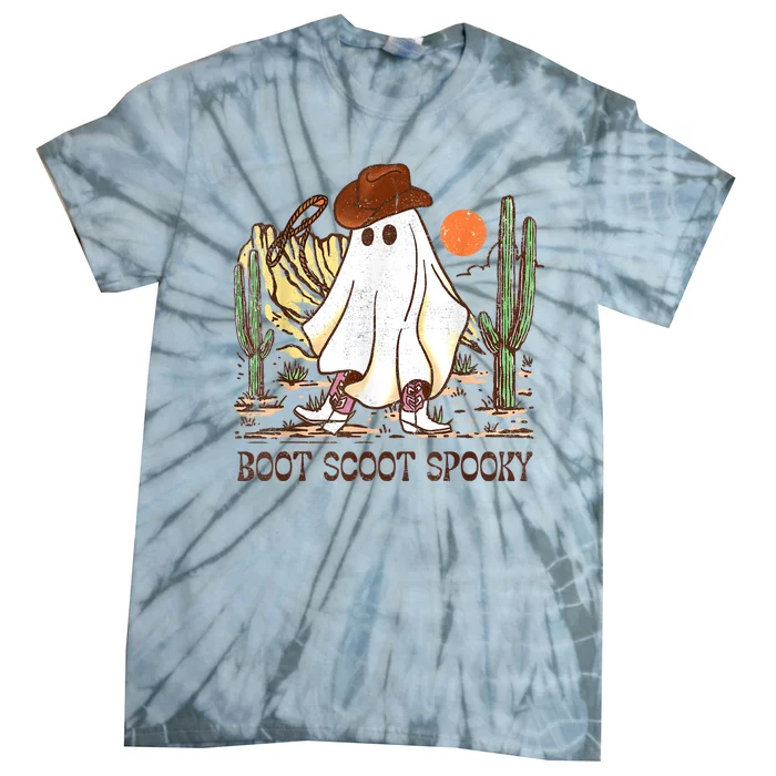 Boot Scootin’ Spooky Western Halloween Western Ghost Tie-Dye T-Shirt