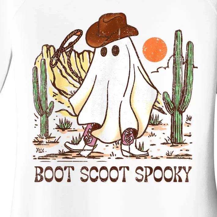 Boot Scootin’ Spooky Western Halloween Western Ghost Women's Perfect Tri Tunic Long Sleeve Shirt