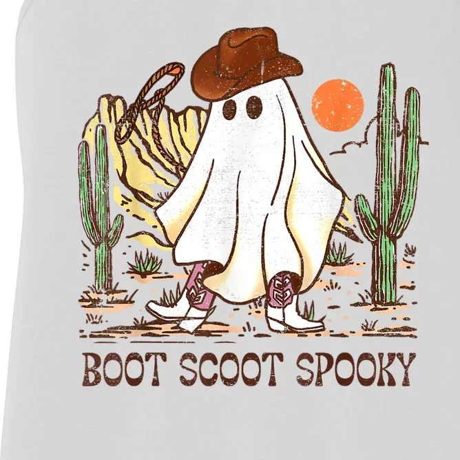 Boot Scootin’ Spooky Western Halloween Western Ghost Women's Racerback Tank