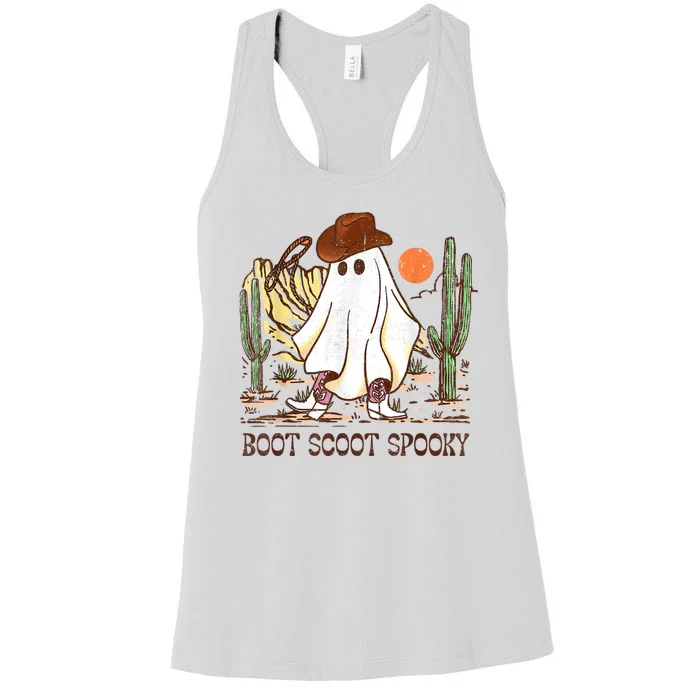 Boot Scootin’ Spooky Western Halloween Western Ghost Women's Racerback Tank