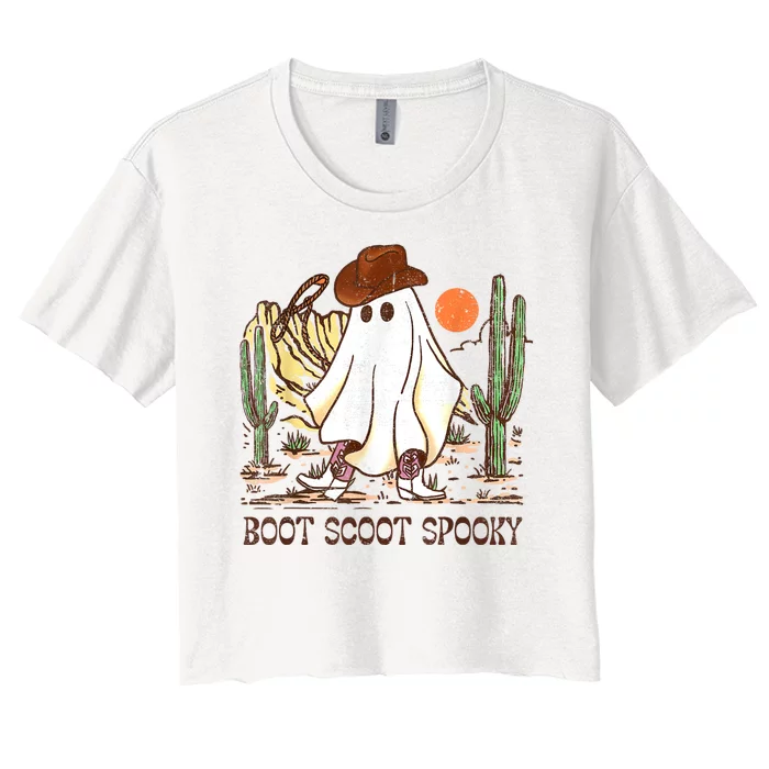 Boot Scootin’ Spooky Western Halloween Western Ghost Women's Crop Top Tee