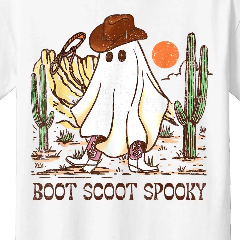 Boot Scootin’ Spooky Western Halloween Western Ghost Kids T-Shirt