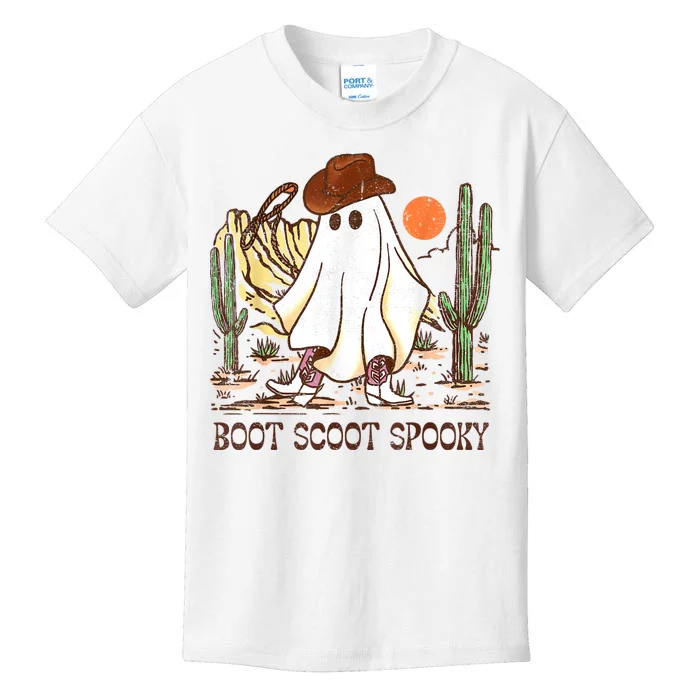 Boot Scootin’ Spooky Western Halloween Western Ghost Kids T-Shirt