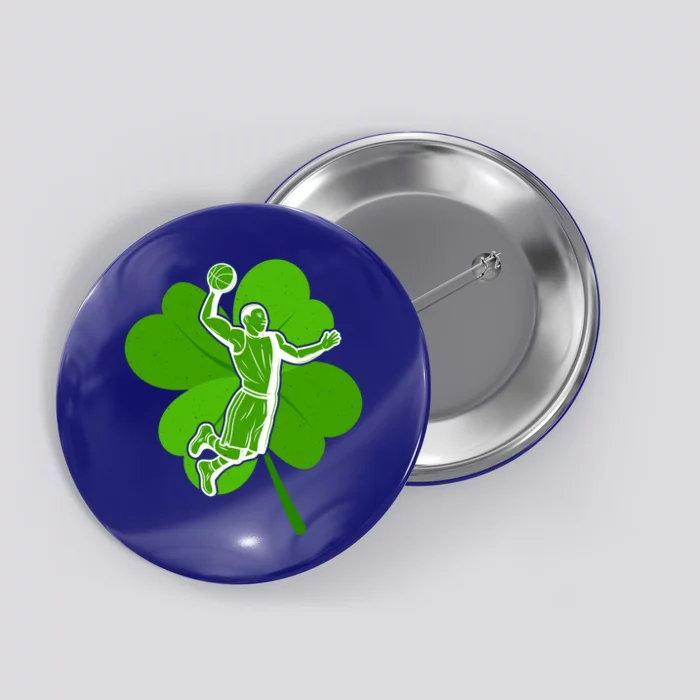 Basketball Sports Shamrock St Patricks Day Gift Button