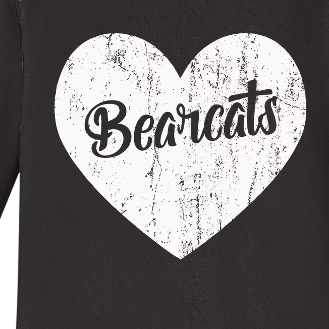 Bearcats School Sports Fan Team Spirit Mascot Heart Gift Baby Long Sleeve Bodysuit