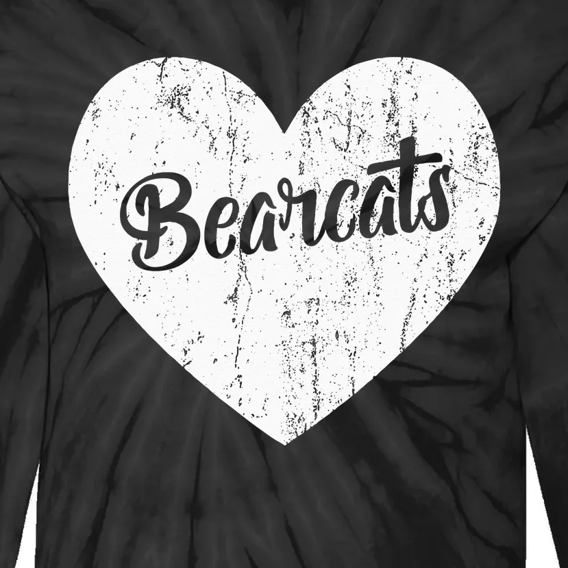 Bearcats School Sports Fan Team Spirit Mascot Heart Gift Tie-Dye Long Sleeve Shirt