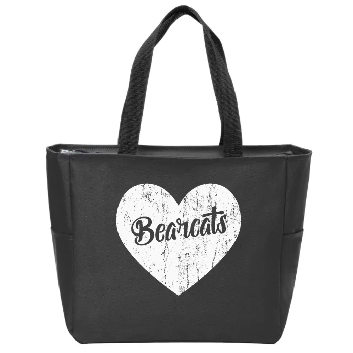 Bearcats School Sports Fan Team Spirit Mascot Heart Gift Zip Tote Bag