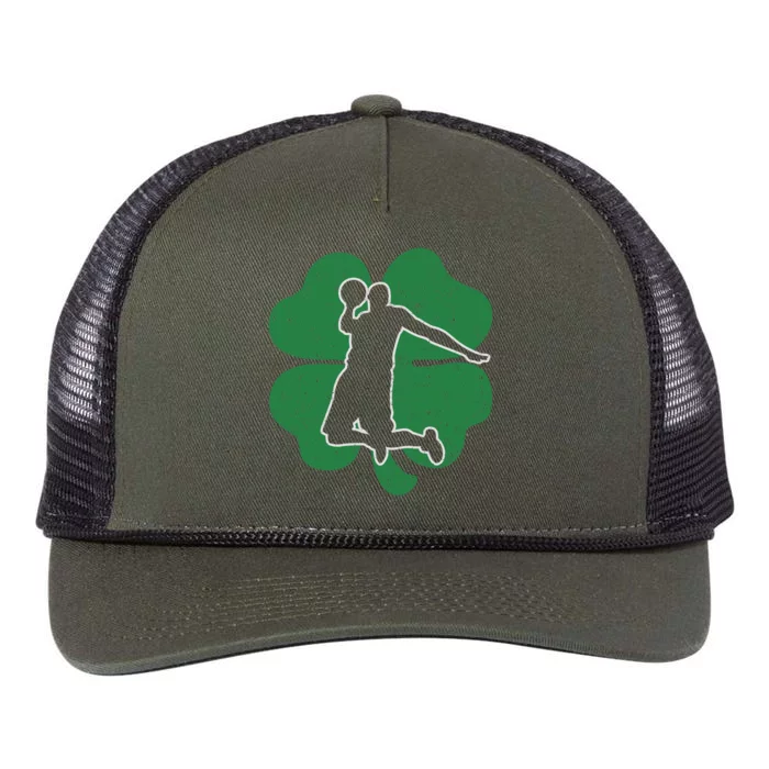 Basketball Sports St Patrick's Day Vintage Shamrock Irish Funny Gift Retro Rope Trucker Hat Cap