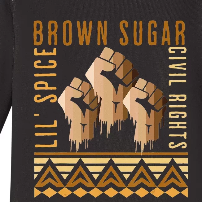 Brown Sugar Spice and Civil Rights Cute Black History Month Baby Long Sleeve Bodysuit