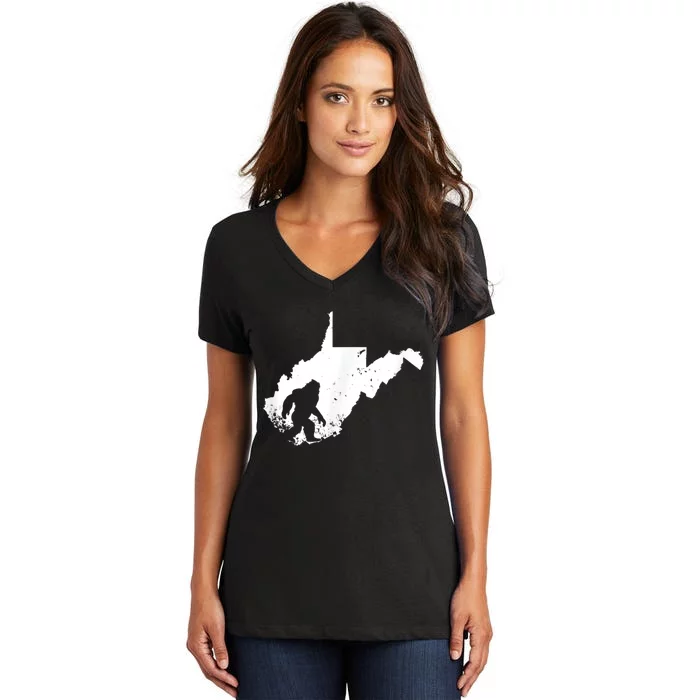 Bigfoot Sasquatch Sighted In State Of West Virginia Bigfoot Women's V-Neck T-Shirt