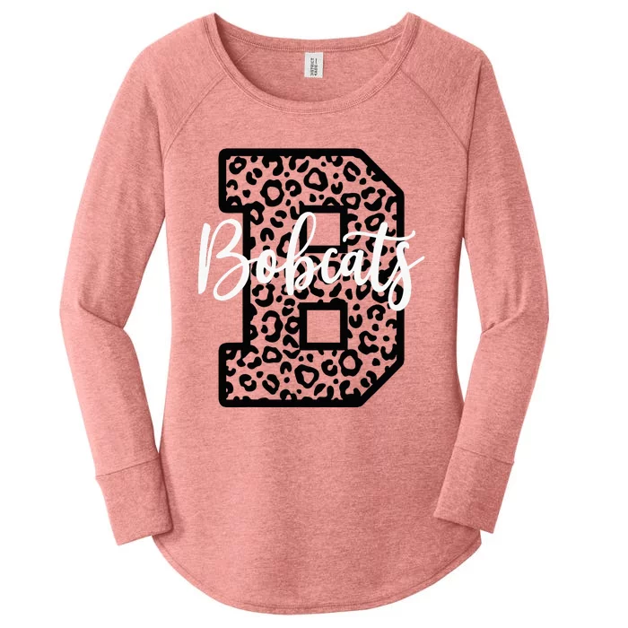 Bobcats School Spirit Leopard Sport Fan Game Day Women's Perfect Tri Tunic Long Sleeve Shirt