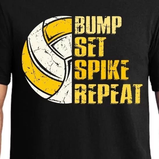 Bump Set Spike Repeat Volleyball Funny Pajama Set