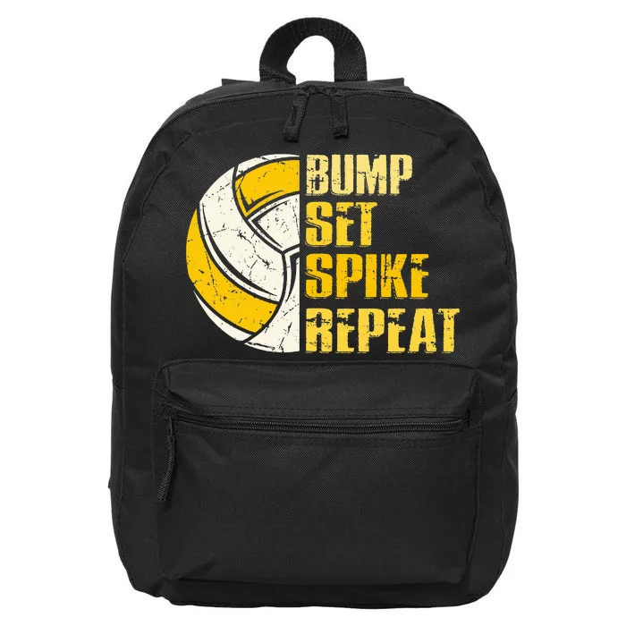 Bump Set Spike Repeat Volleyball Funny 16 in Basic Backpack