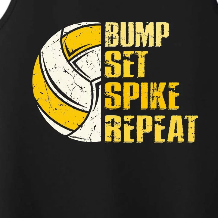 Bump Set Spike Repeat Volleyball Funny Performance Tank