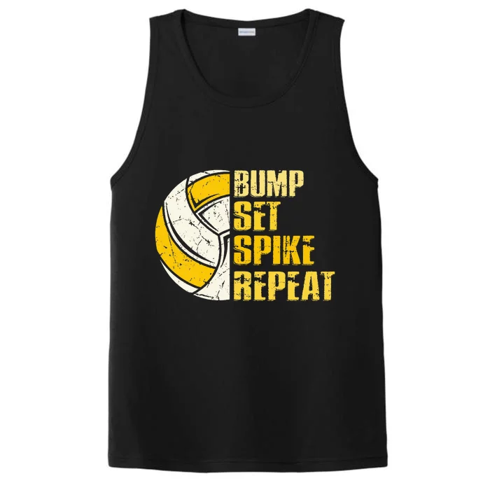 Bump Set Spike Repeat Volleyball Funny Performance Tank