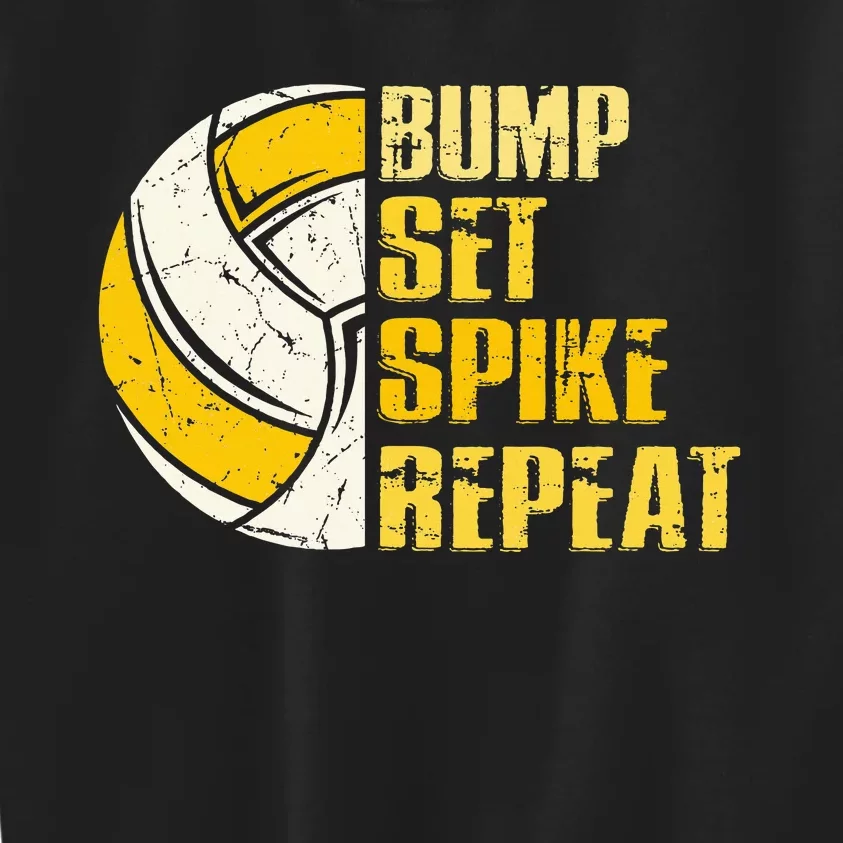 Bump Set Spike Repeat Volleyball Funny Kids Sweatshirt