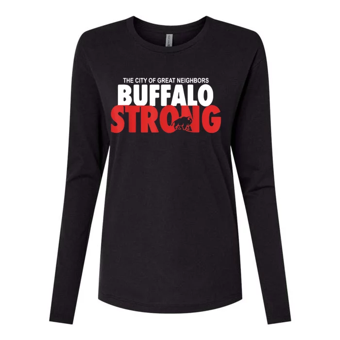 Buffalo Strong Shirt Buffalo Strong Pray For Buffalo Shirt Womens Cotton Relaxed Long Sleeve T-Shirt