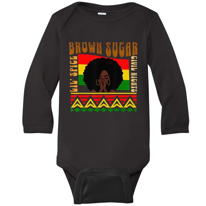 Brown Sugar Spice and Civil Rights Cute Black History Month Baby Long Sleeve Bodysuit