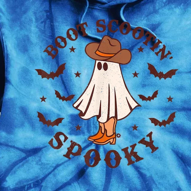 Boot Scootin Spooky Cow Ghost Bat Halloween Funny Gift Tie Dye Hoodie