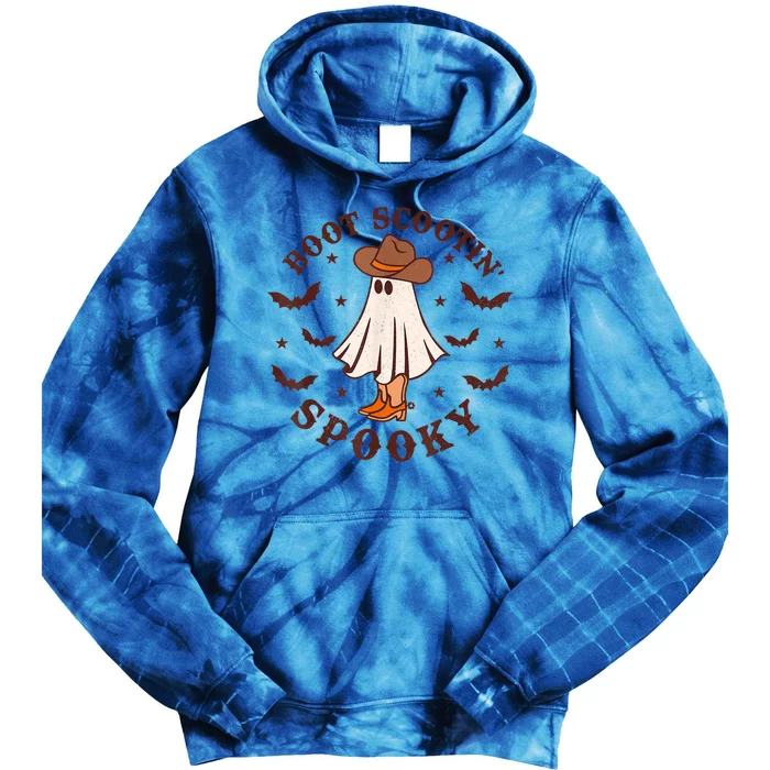 Boot Scootin Spooky Cow Ghost Bat Halloween Funny Gift Tie Dye Hoodie