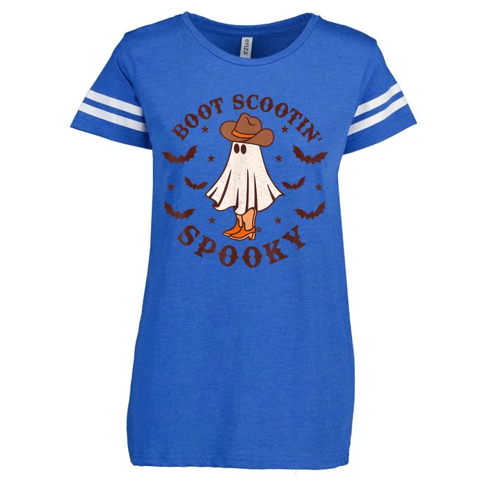 Boot Scootin Spooky Cow Ghost Bat Halloween Funny Gift Enza Ladies Jersey Football T-Shirt